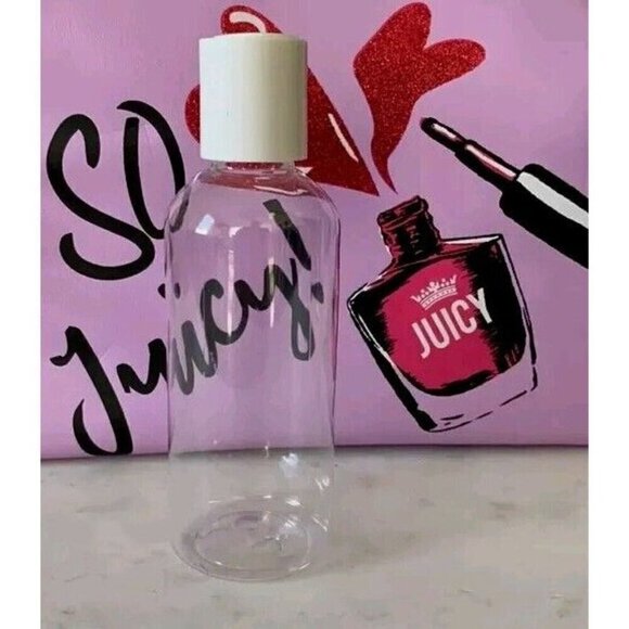 JUICY COUTURE PU Cosmetic Bag So Juicy Nail Polish Graphic Lilac Toiletry Bottle - Picture 9 of 12